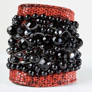 Gorgeous Red Leather Cuff